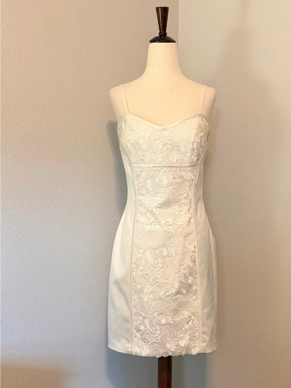Laundry by Shelli Segal Silky Lace Paneled Mini Dress - White, Size 10